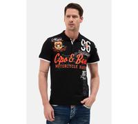 Poloshirt CIPO & BAXX, Herren, Gr. L, schwarz, Jersey, Obermaterial: 95% Baumwolle, 5% Elasthan, bedruckt, regular fit hüftlang, Rundhals, Shirts (24751526-L) schwarz