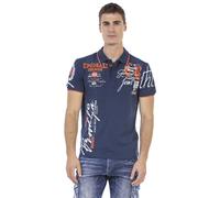 Poloshirt CIPO & BAXX, Herren, Gr. M (48/50), blau (marine), Single Jersey, Obermaterial: 95% Baumwolle, 5% Elasthan, bedruckt, slim fit, Rundhals, Rippbündchen, Shirts, mit markantem Print (12659601-