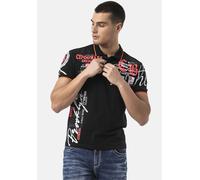 Poloshirt CIPO & BAXX, Herren, Gr. M, pink (schwarz, pink), Single Jersey, Obermaterial: 95% Baumwolle, 5% Elasthan, bedruckt, slim fit, Rundhals, Rippbündchen, Shirts, mit markantem Print (41929527-M