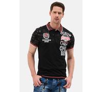 Cipo & Baxx Herren Poloshirt Print Polokragen T-Shirt Kurzarm CT738 Schwarz M