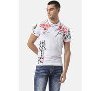 Poloshirt CIPO & BAXX, Herren, Gr. M, weiß, Single Jersey, Obermaterial: 95% Baumwolle, 5% Elasthan, bedruckt, slim fit, Rundhals, Rippbündchen, Shirts, mit markantem Print (76822565-M) weiß
