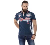 Poloshirt CIPO & BAXX, Herren, Gr. XL, blau (navy blau), Single Jersey, Obermaterial: 95% Baumwolle, 5% Elasthan, bedruckt, slim fit hüftlang, Rundhals, Shirts (91767936-XL) navy blau