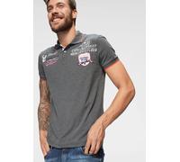 Poloshirt CIPO & BAXX "Rowing Club", Herren, Gr. 5XL, grau (grau, meliert), Single Jersey, Obermaterial: 95% Baumwolle, 5% Elasthan, bedruckt, schmal, angesetztes Bündchen, Shirts, bis Gr. 5XL (398980