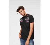 Poloshirt CIPO & BAXX "Rowing Club", Herren, Gr. 5XL, schwarz, Single Jersey, Obermaterial: 95% Baumwolle, 5% Elasthan, bedruckt, schmal, angesetztes Bündchen, Shirts, bis Gr. 5XL (18857547-5XL) schwa