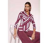 Poloshirt CREATION L "Poloshirt", Damen, Gr. 40, bordeaux, weiß, bedruckt, 95% Viskose, 5% Elasthan, gemustert, Shirts (83514227-40) bordeaux, weiß, bedruckt
