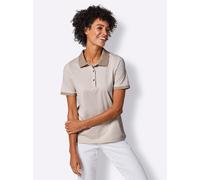 Poloshirt CREATION L PREMIUM "Lyocell-Baumwoll-Shirt", Damen, Gr. 44, beige (beige, weiß, geringelt), 67% Lyocell, 28% Baumwolle, 5% Elasthan, gemustert, gestreift, mehrfarbig, Shirts (91667826-44) be