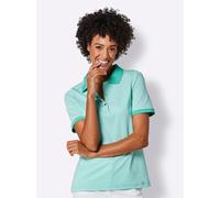Poloshirt CREATION L PREMIUM "Lyocell-Baumwoll-Shirt", Damen, Gr. 44, blau (blaugrün, weiß, geringelt), 67% Lyocell, 28% Baumwolle, 5% Elasthan, gemustert, gestreift, mehrfarbig, Shirts (28931364-44) 