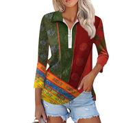 Poloshirt Damen Blusen Top Revers Langarmshirts Casual Sportshirt Oberteile Tshirt Hemd Komfortabel Tunika 2024 Fashion Tops Pullover Tshirt Damen Weiss Oktoberfest Bluse Damen(#D Army Green,M)
