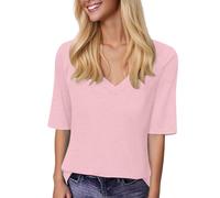 Poloshirt Damen Kurzarm Seidenbluse Sommer Flippige Den Braunes Designer Totenkopf Integriertem Seide Trachtenshirts Wasserfall Herzausschnitt Warme Pinke Langem Magenta Figurbetont Weit Dots