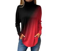 Poloshirt Damen T-Shirt Sommer Schwarze Bluse Rundhals Long Sleeve Oversized Sweatshirt Blumen Bedruckt Oberteile Basic Pulli Casual Longshirt Leichte 3XL
