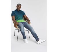 Poloshirt DELMAO, Herren, Gr. L (52/54), bunt (blau, grün), Piqué, Obermaterial: 100% Baumwolle, normal, Rippbündchen, Shirts, Kurzarm, lässiger Print, Polokragen, aus Baumwolle (94111632-L) blau, grü