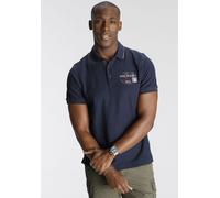 Poloshirt DELMAO, Herren, Gr. M (48/50), blau (marine), Piqué, Obermaterial: 100% Baumwolle, bedruckt, normal, Rippbündchen, Shirts, Kurzarm, mit Rippbündchen, Polokragen (16047059-M) marine