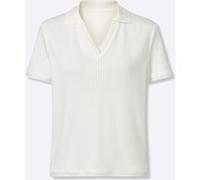 Kurzarmshirt HEINE "T-Shirt", Damen, Gr. 36, weiß (ecru), 33% Baumwolle, 33% Viskose, 30% Polyester, 4% Elasthan, unifarben, Rundhals, Shirts (97625667-36) ecru
