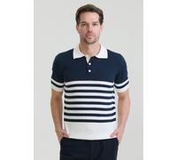 Poloshirt FELIX HARDY "Gestreiftes Strick-Poloshirt Kurzarm", Herren, Gr. L, blau (navy), 100% Baumwolle, Shirts (18069208-L) navy
