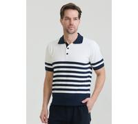 Poloshirt FELIX HARDY "Gestreiftes Strick-Poloshirt Kurzarm", Herren, Gr. L, weiß (ecru), 100% Baumwolle, Shirts (25456223-L) ecru