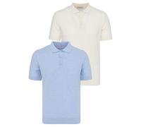 Poloshirt FELIX HARDY "Polo Shirt Kurzarm 2er-Pack", Herren, Gr. L, blau (ecru, blau), 100% Baumwolle, Shirts (41290112-L) ecru, blau