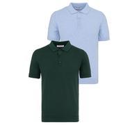Poloshirt FELIX HARDY "Polo Shirt Kurzarm 2er-Pack", Herren, Gr. M, bunt (dunkelgrün, blau), 100% Baumwolle, Shirts (10395364-M) dunkelgrün, blau