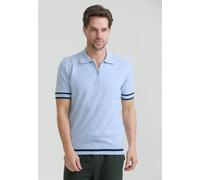 Poloshirt FELIX HARDY "Polo Shirt Kurzarm mit Reißverschluss", Herren, Gr. M, blau, 100% Baumwolle, Shirts (14671936-M) blau