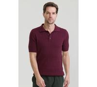 Poloshirt FELIX HARDY "Polo Shirt Kurzarm mit Zopfmuster", Herren, Gr. L, rot (bordeaux), 100% Baumwolle, Shirts (17088335-L) bordeaux