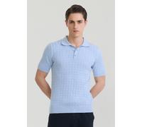 Poloshirt FELIX HARDY "Polo Shirt Kurzarm mit Zopfmuster", Herren, Gr. XL, blau, 100% Baumwolle, Shirts (25351133-XL) blau