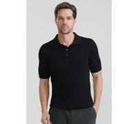 Poloshirt FELIX HARDY "Polo Shirt Kurzarm mit Zopfmuster", Herren, Gr. XXL, schwarz, 100% Baumwolle, Shirts (91417837-XXL) schwarz