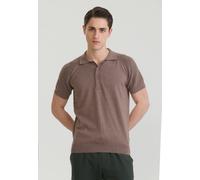 Poloshirt FELIX HARDY "Strick-Polo Shirt Kurzarm", Herren, Gr. M, braun, 100% Baumwolle, Shirts (29881625-M) braun