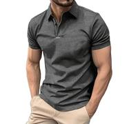 Poloshirt für Herren, kurzärmelig, Sommerhemden, 2 Knöpfe, Umlegekleidung, Arbeitskleidung, einfarbig, atmungsaktiv, normale Passform, Business-Blusen, leicht, bequem, Shiteshirts für Arbeit, Alltag