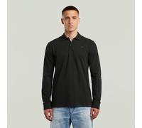 Poloshirt G-STAR "Dunda Slim Polo", Herren, Gr. M, schwarz (dk schwarz), Piquu00e9, Obermaterial: 95% Baumwolle, 5% Elasthan, unifarben, casual, slim fit, Langarm angesetztes Bündchen, Shirts, langärm