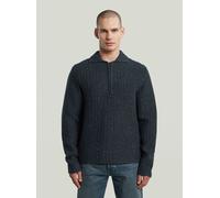 Poloshirt G-STAR "Polo Collar Half Zip Knit", Damen, Gr. S, india ink, Obermaterial: 45% Polyimid, 30% Viskose, 25% Wolle, Shirts (28077930-S) india ink