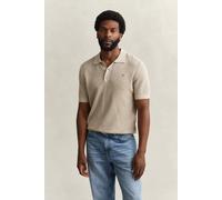 Poloshirt GANT "MICRO TEXTURED COTTON", Damen, Gr. XXL, oat melange, Jersey, Obermaterial: 100% Baumwolle, unifarben, regular fit normal, Rundhals, eingesetzt gerader Abschluss, Shirts, Regular fit mi