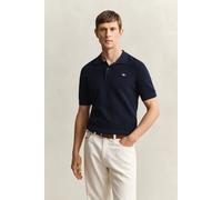 Poloshirt GANT "MICRO TEXTURED COTTON", Herren, Gr. 3XL, evening blau, Jersey, Obermaterial: 100% Baumwolle, unifarben, regular fit normal, Rundhals, eingesetzt gerader Abschluss, Shirts, Regular fit