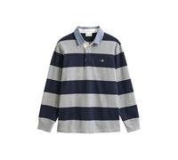 Poloshirt GANT "Poloshirt REGULAR CHAMBRAY STRIPE HEAVY RUGGER 1er Pack", Herren, Gr. L, bunt (graumelange, dunkelblau), Shirts (38987312-L) graumelange, dunkelblau