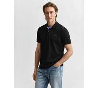 Poloshirt GANT "REG CONTRAST PIQUE SS POLO", Herren, Gr. M, schwarz, Obermaterial: 96% Baumwolle, 4% Elasthan, unifarben mit Farbeinsatz, regular fit hüftlang, hoch geschlossener Ausschnitt, Rippbündc