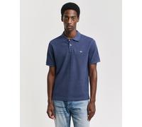 Poloshirt GANT "REG EMB ARCHIVE SHIELD POLO", Herren, Gr. S, blau (schwarz jeansblau melange), Web, Obermaterial: 100% Baumwolle, unifarben, regular fit normal, Rundhals, eingesetzt,Ärmel ohne Ärmelsc