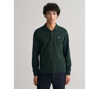 Poloshirt GANT "REG SHIELD LS PIQUE RUGGER", Herren, Gr. XL, grün (tartan grün), Jersey, Obermaterial: 100% Baumwolle, regular fit hüftlang, hoch geschlossener Ausschnitt, Rippbündchen, Shirts, mit Lo