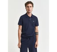 Poloshirt GANT "REG SHIELD SS PIQUE POLO", Herren, Gr. 5XL, blau (evening blau), Jersey, Obermaterial: 100% Baumwolle, unifarben, regular fit hüftlang, hoch geschlossener Ausschnitt, Bündchen, Shirts,