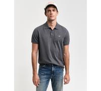 Poloshirt GANT "REG SHIELD SS PIQUE POLO", Herren, Gr. XXL, grau (anthrazit), Jersey, Obermaterial: 100% Baumwolle, meliert, regular fit hüftlang, hoch geschlossener Ausschnitt, Bündchen, Shirts Polos