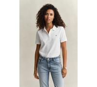 Poloshirt GANT "REGULAR SHIELD", Damen, Gr. XL, weiß, Single Jersey, Obermaterial: 100% Baumwolle, unifarben, regular fit normal, Rundhals, eingesetzt gerader Abschluss, Shirts, Regular fit mit Polokr
