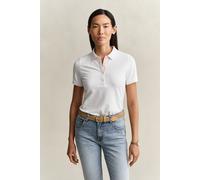 Poloshirt GANT "SLIM CONTRAST COLOR", Damen, Gr. M, weiß, Single Jersey, Obermaterial: 97% Baumwolle, 3% Elasthan, unifarben, slim fit normal, Rundhals, eingesetzt gerader Abschluss, Shirts, Slim fit