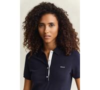 Poloshirt GANT "SLIM CONTRAST COLOR", Damen, Gr. XXL, evening blau, Single Jersey, Obermaterial: 97% Baumwolle, 3% Elasthan, unifarben, slim fit normal, Rundhals, eingesetzt gerader Abschluss, Shirts,