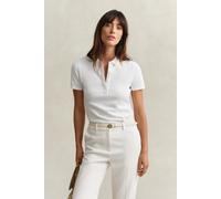 Poloshirt GANT "SLIM FIT ARCHIVE SHIELD PIQUE", Damen, Gr. M, weiß, Piqué, Obermaterial: 97% Baumwolle, 3% Elasthan, slim fit normal, Rippbündchen, Shirts (55578906-M) weiß