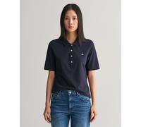 GANT Damen Polohemd Slim Shield Piqué – 100% Baumwolle, Slim Fit – Evening Blue, Gr. L
