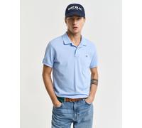 Poloshirt GANT "SLIM SHIELD SS PIQUE POLO", Herren, Gr. XXL, blau (capri blau), Jersey, Obermaterial: 100% Baumwolle, unifarben, slim fit hüftlang, hoch geschlossener Ausschnitt, Rippbündchen, Shirts
