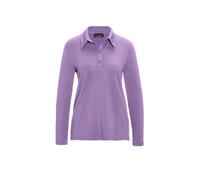 Poloshirt GOLDNER "Langarm Poloshirt mit Schmuckband an Knopfleiste", Damen, Gr. 48, lila (flieder), Obermaterial: 95% Modal CMD. 5% Elasthan EL., Sonstiges, Shirts, Ohne (48136832-48) flieder