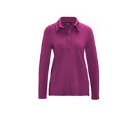 Poloshirt GOLDNER "Langarm Poloshirt mit Schmuckband an Knopfleiste", Damen, Gr. 50, lila (cyclam), Obermaterial: 95% Modal CMD. 5% Elasthan EL., Sonstiges, Shirts, Ohne (94037107-50) cyclam