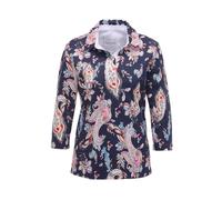 Poloshirt GOLDNER "Printshirt mit Paisley-Muster", Damen, Gr. 46, blau (marine, gemustert), Obermaterial: 94% Baumwolle CO. 6% Elasthan EL., Sonstiges, Shirts, Ohne (23226159-46) marine, gemustert
