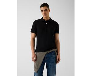 Poloshirt GUESS "ESSENTIAL", Herren, Gr. L, schwarz (jet schwarz a996), Jersey, Obermaterial: 95% Baumwolle, 5% Elasthan, unifarben, slim fit normal, Rundhals, abgesteppte Kante, Shirts, Slim Fit, Bau