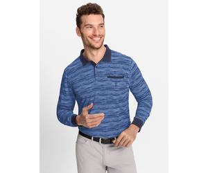 Poloshirt HAJO "Langarm-Poloshirt", Herren, Gr. 52/54, blau (marine, meliert), 62% Baumwolle, 38% Polyester, gemustert, gestreift, unifarben, Shirts (23418543-52) marine, meliert