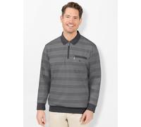 Poloshirt HAJO "Langarm-Poloshirt", Herren, Gr. 52/54, grau (anthrazit), 62% Baumwolle, 38% Polyester, gemustert, mehrfarbig, Shirts (28555905-52) anthrazit