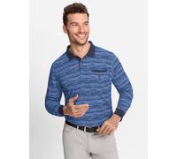 Poloshirt HAJO "Langarm-Poloshirt", Herren, Gr. 64/66, blau (marine, meliert), 62% Baumwolle, 38% Polyester, gemustert, unifarben, Shirts (23418543-64) marine, meliert